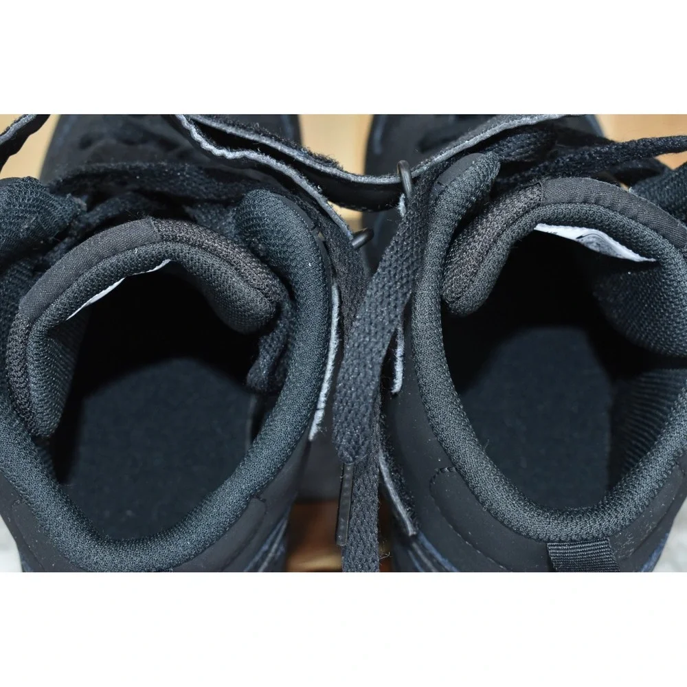 Nike Court Borough Mid 2 GS Kids Shoes Size 6.5Y Triple Black Suede Sneakers